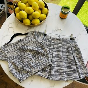 Alice + Olivia Tweed Crop Top + Skirt Set